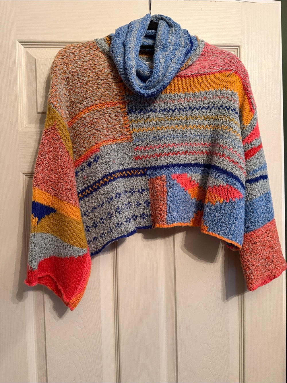 Sincerely Jules Multicolor Striped Cropped Cowl Sweater XS